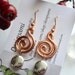Copper colored hammered Aluminum Wire Swirl Earrings with silver tone accent-Aluminum Wire earrings-Light weight