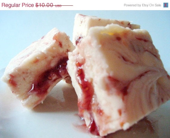 SALE Julie's Fudge - White Chocolate RASPBERRY Swirl - 6 PIECES - 1/2 pound