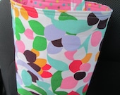 Car Trash or Litter Bag Reusable in Large Watercolor Floral with Polka Dots