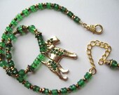 Lucky Pup ...vintage pendant, emerald green