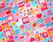 Kawaii fabric heart bear rabbit  flower apple print C2
