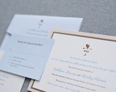 Country Wedding Invitation - Brown and Blue - Simple and Classic - Kathleen and Stanley