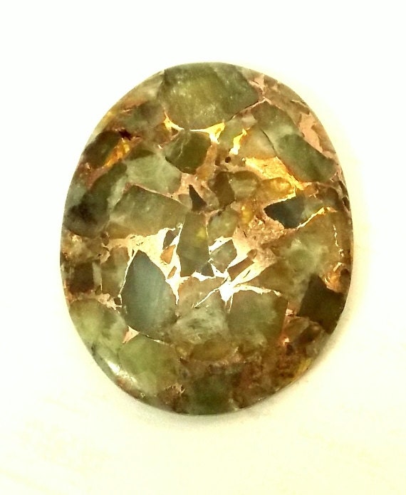 Cabochon Peridot and Bronze Oval