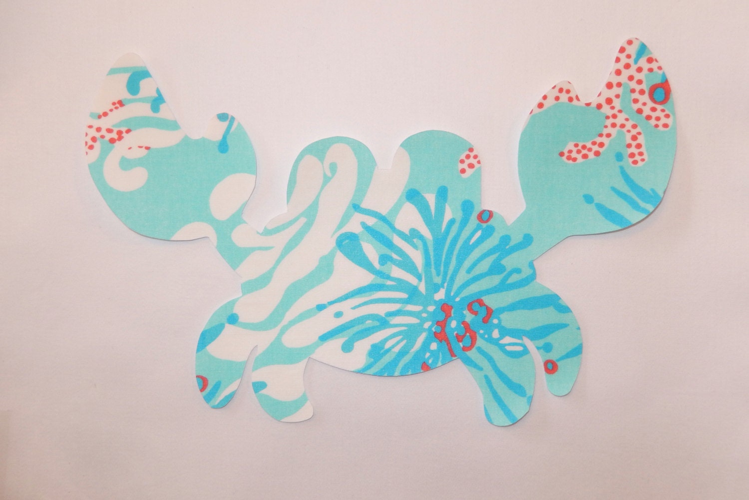 New custom Made To Order Crab Pillow made with Lilly Pulitzer Blue Dirty Shirley fabric