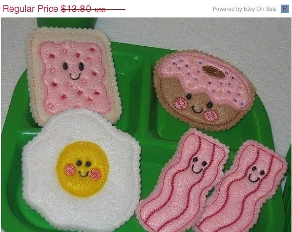 SALE Smiley sunrise pink breakfast felt pretend food