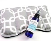 X Large Eye Pillow, Sinus Area Heat Pack, Hot Cold Pad, lavender, chamomile, eucalyptus, grey white geometric