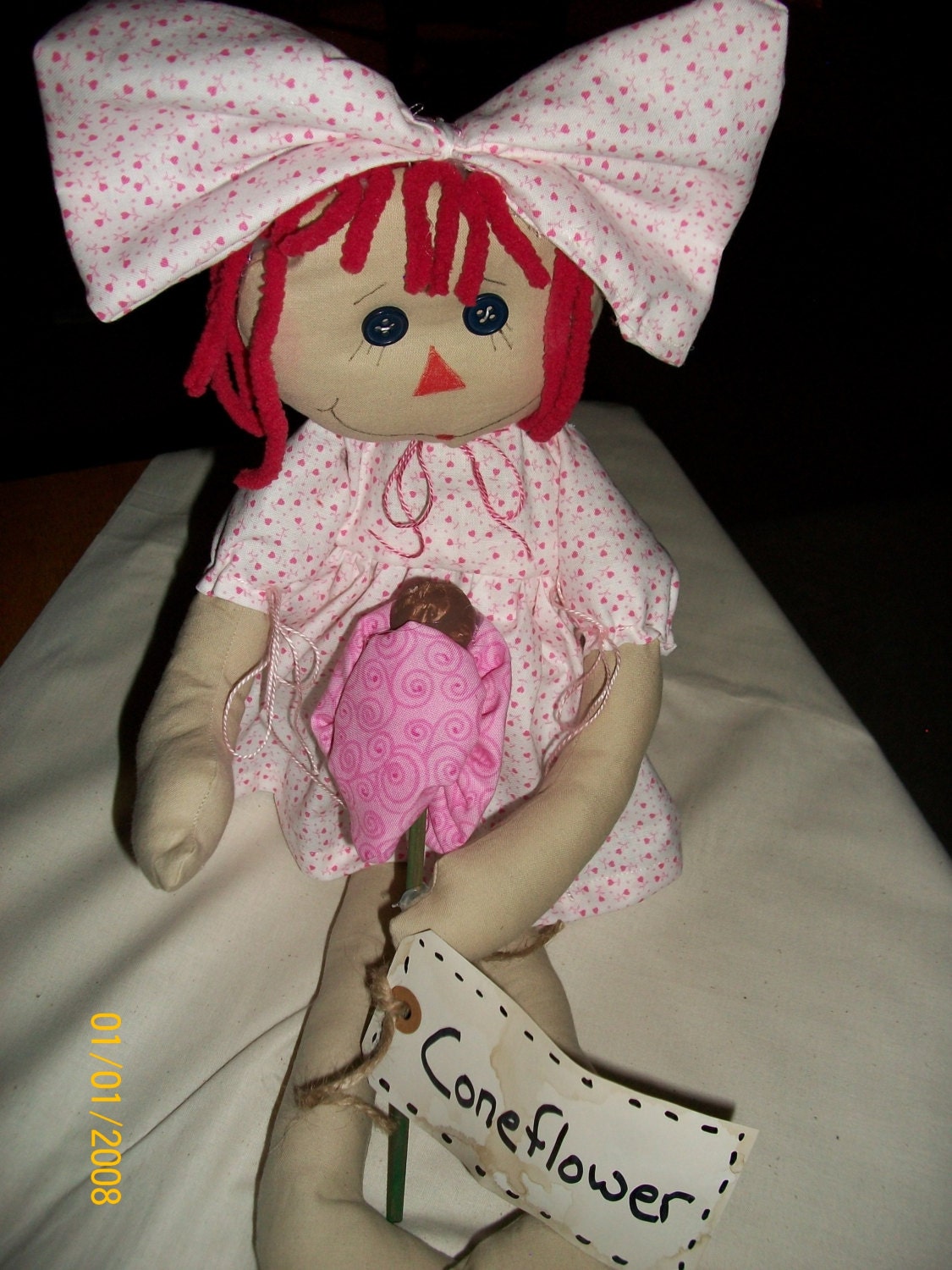 18" Sitting Handmade Cloth Doll