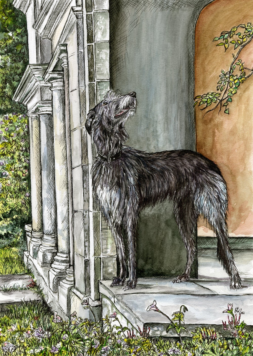 Such Gifts that Heaven shall share with you - Deerhound Art Print - LARGE  signed print