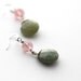 Wire wrapped natural green aquamarine faceted briolettes with cherry quartz - Gift Wrapped and Ships Immediately