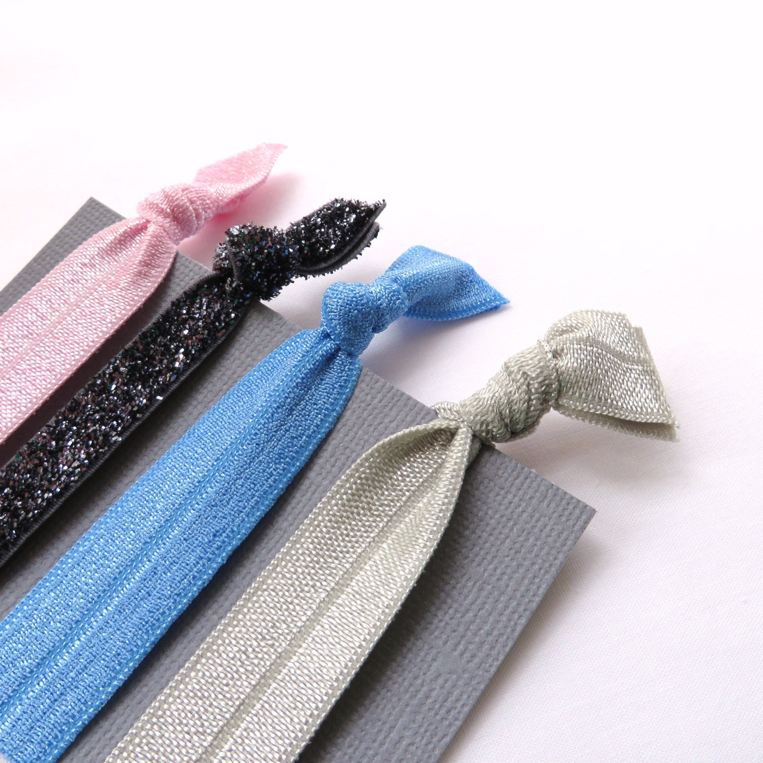 Silver Lining. Hair Ties. Set of 4 Elastic Hair Ties.