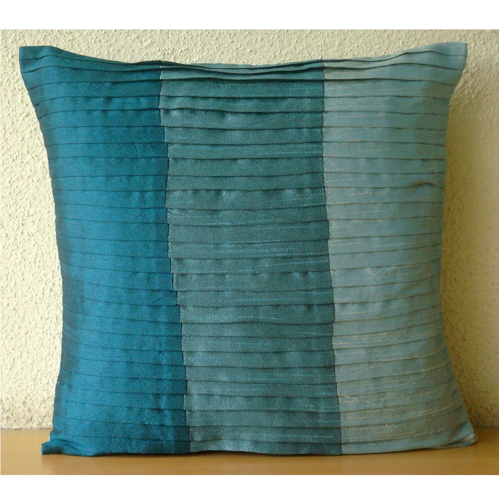 Decorative Throw Pillow Covers Couch Pillow Toss Pillow Case 16 Inches Silk Throw Pillow Shades Of Teal Home Decor Bedding Bedroom Houseware