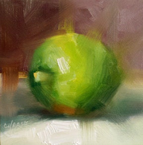 Small Oil Painting, Lime, Daily Painting, Food Fine Art, Unframed Art