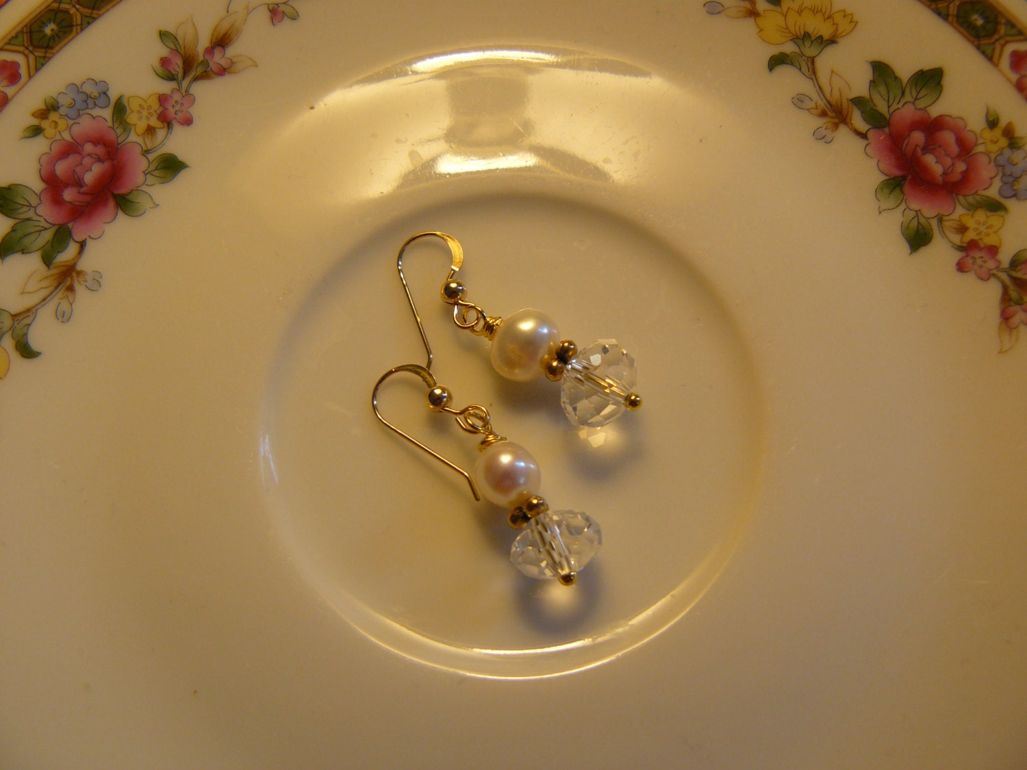 Classic White Pearl and Crystal Drops - Wedding - Brides - Mother of the Bride - Simple Drop Earrings