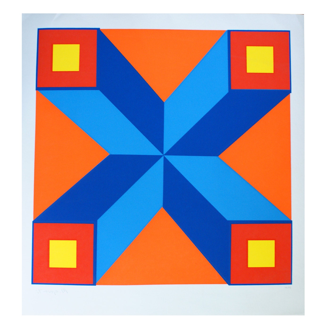 1970s Op Art Screen Print