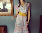 Cute 80s Sundress with Pastel Splotches MED