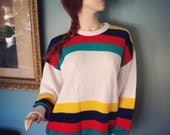 Nautical 80s large men's sweater with a ship