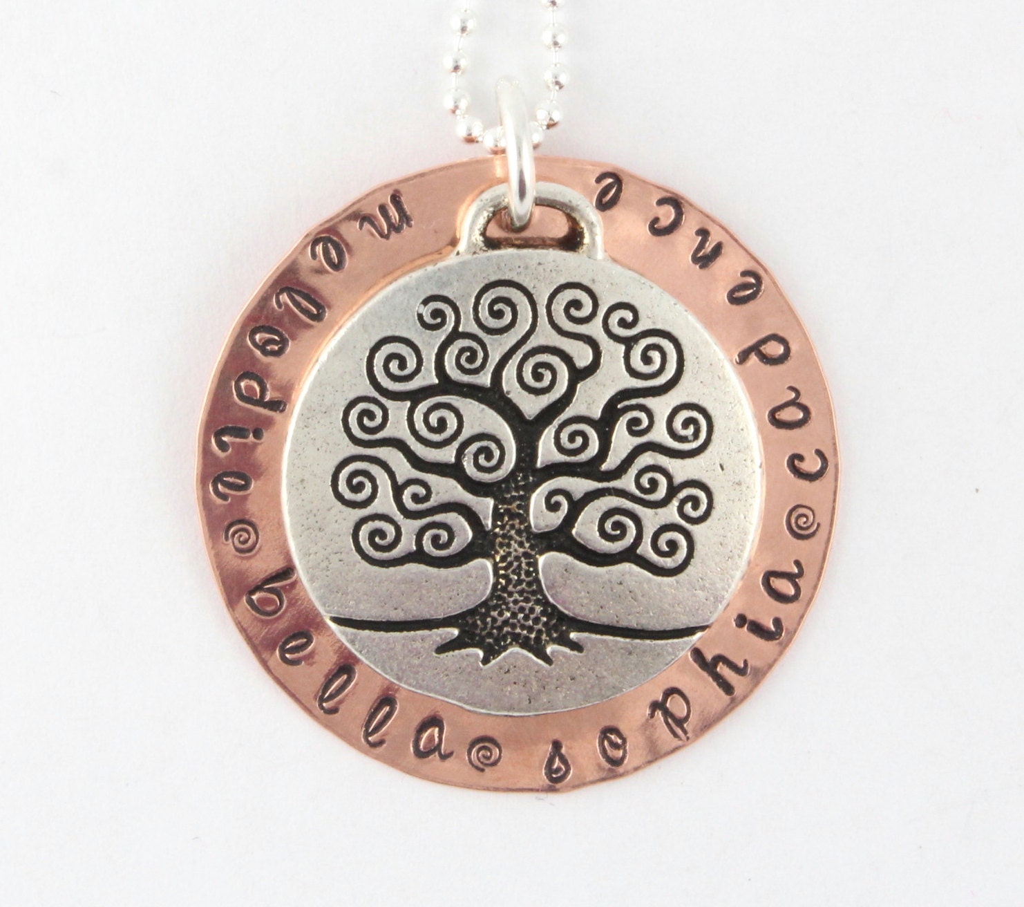 Personalized Copper Tree of Life Necklace - Custom Hand Stamped Necklace