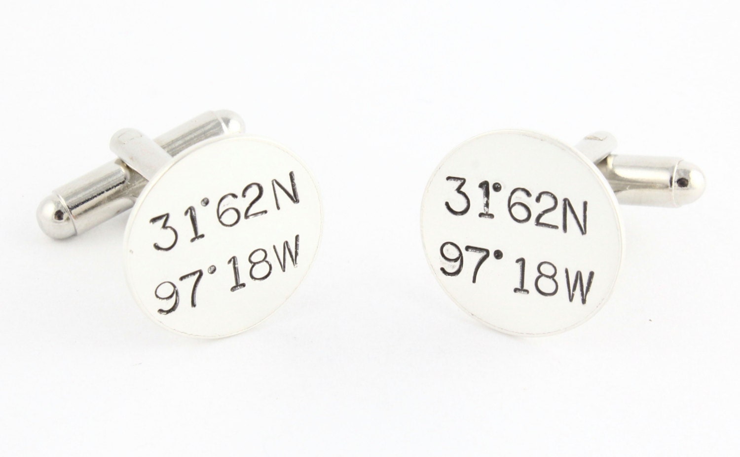 Latitude and Longitude Coordinates Cufflinks - Custom Sterling Silver Cuff Links - Father's Day Gift