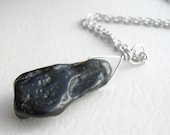 Tektite Pendant from Meteorite Impact, Shooting Star, Black Jewelry