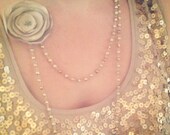 Long Flower Pendant Necklace with Vintage Chain