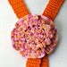Crochet Necklace Lariat Irish Lace Crochet Flower in Orange Pink and Yellow