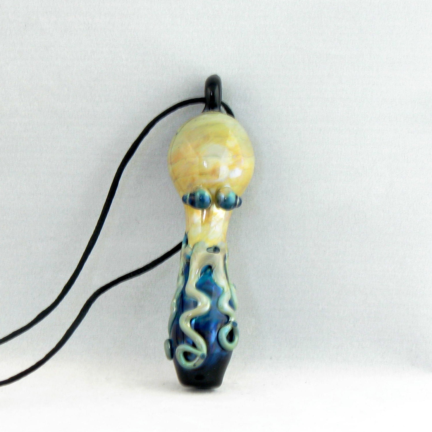 Octopus Hand Blown Glass Reversible Spoon Necklace