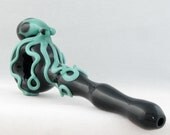 Octopus Glass Pipe Spoon Medium Long Full color Hand Blown thick wall