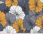 Modern PACKED Gray Yellow Gold and White FLOWERS Floral Fabric New 100% Cotton Modern