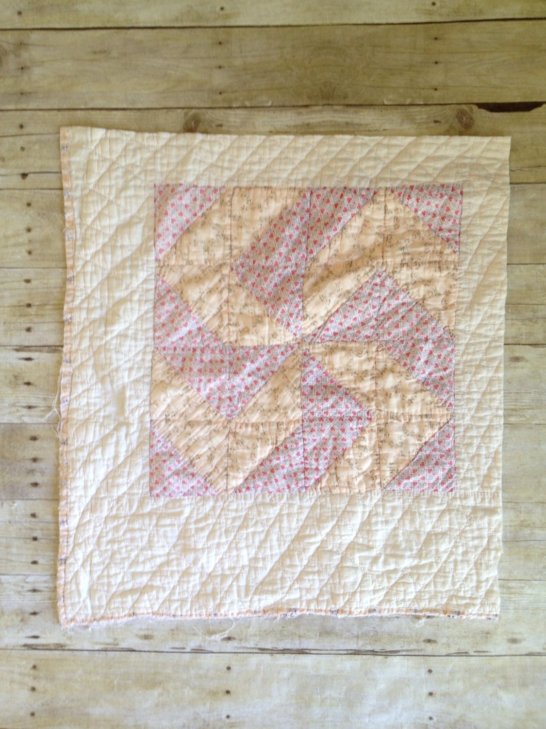Sale Vintage Quilt Piece, Newborn Photography Basket Stuffer, Prop Set