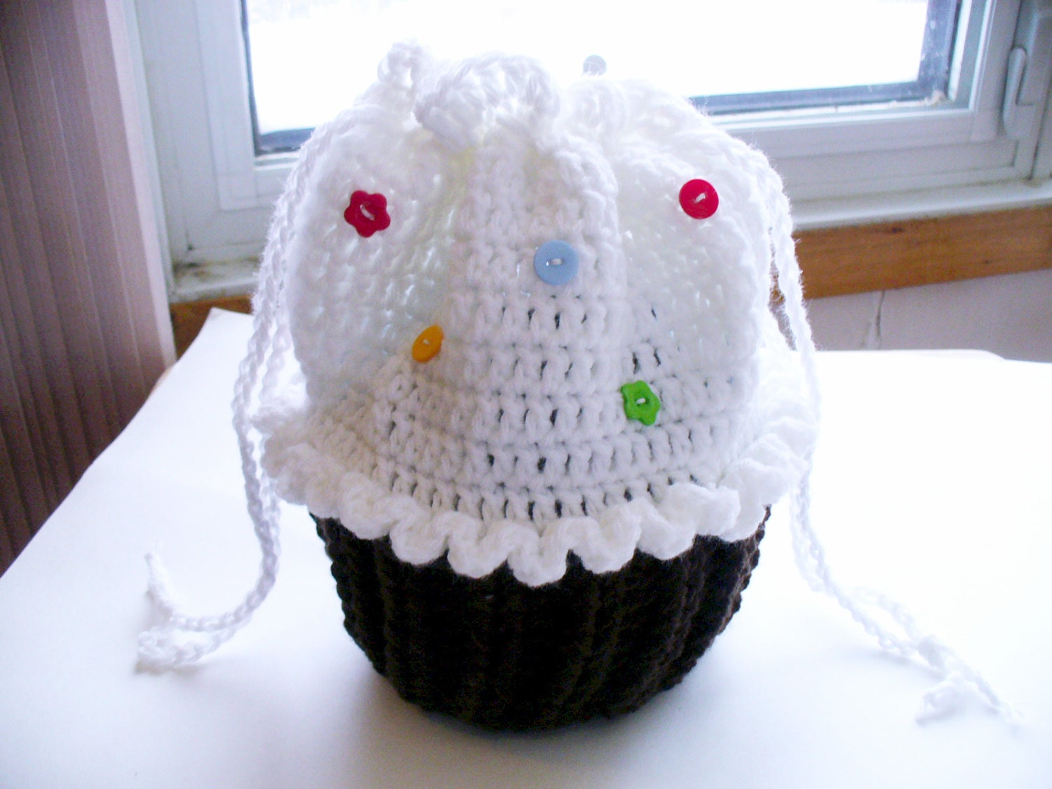 ON SALE - Chocolate Cupcake Bag with White Frosting
