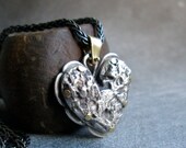 PENDANT recycled sterling silver hand cast heart with 18k rivets bail