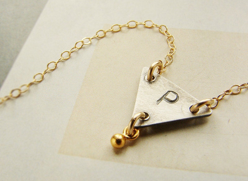 monogram necklace, Personalized triangle initial necklace, personalized geometric charm, minimal delicate dainty everyday