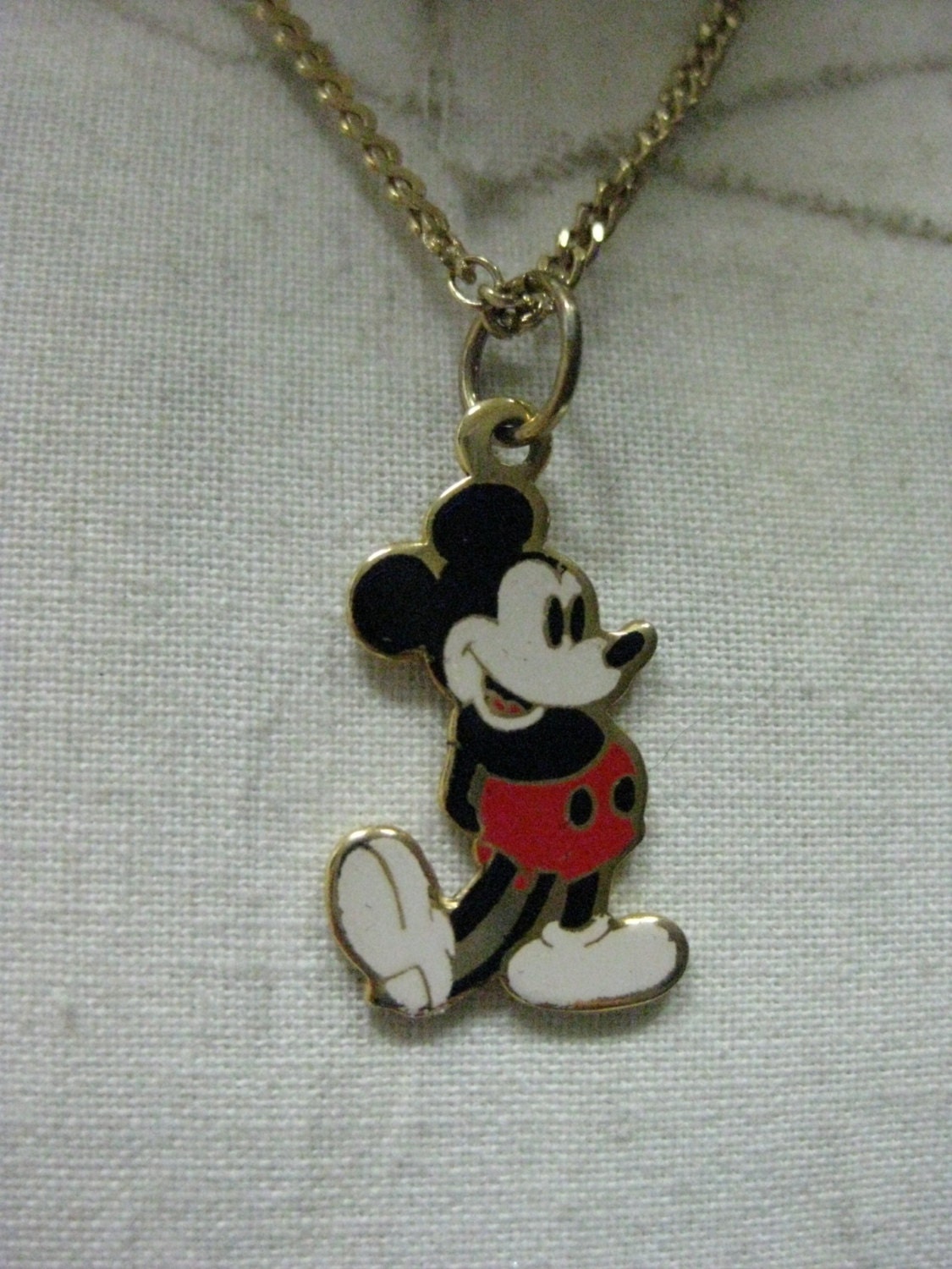 Mickey Mouse Necklace Gold Vintage Pendant
