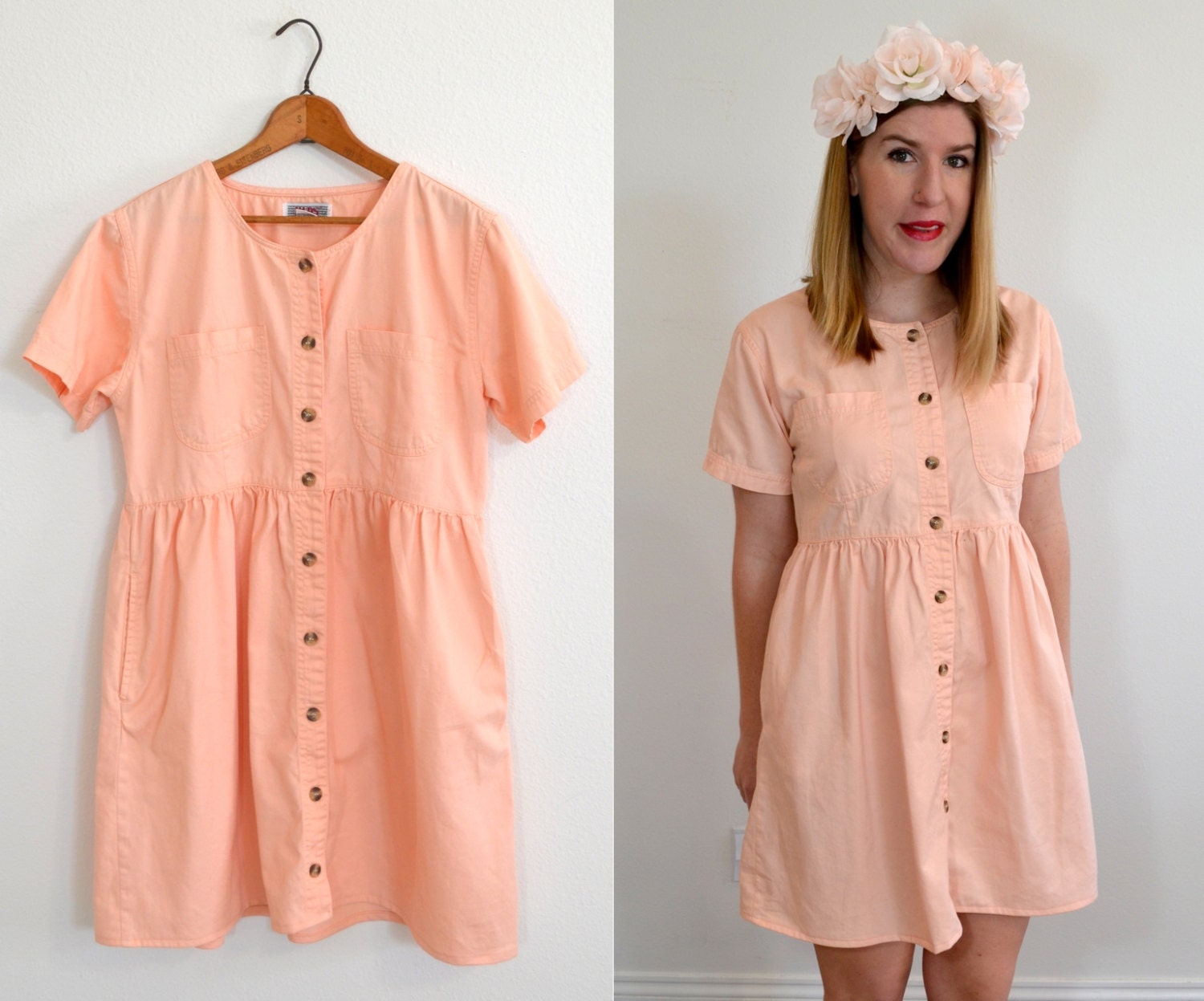 Light Peach Dress - Pastel Dress - Blush Pink Dress - Summer Dress- Pastel Grunge Dress
