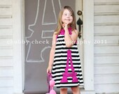Girls Limited Edition Eiffel Tower  Striped Knit Applique Dress... Sizes 12/18M through 14