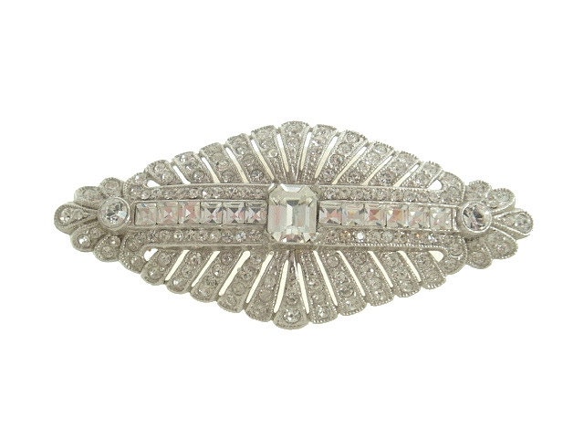 Art Deco Brooch French Cut Crystals Classic 1920s Art Deco Jewelry Wedding