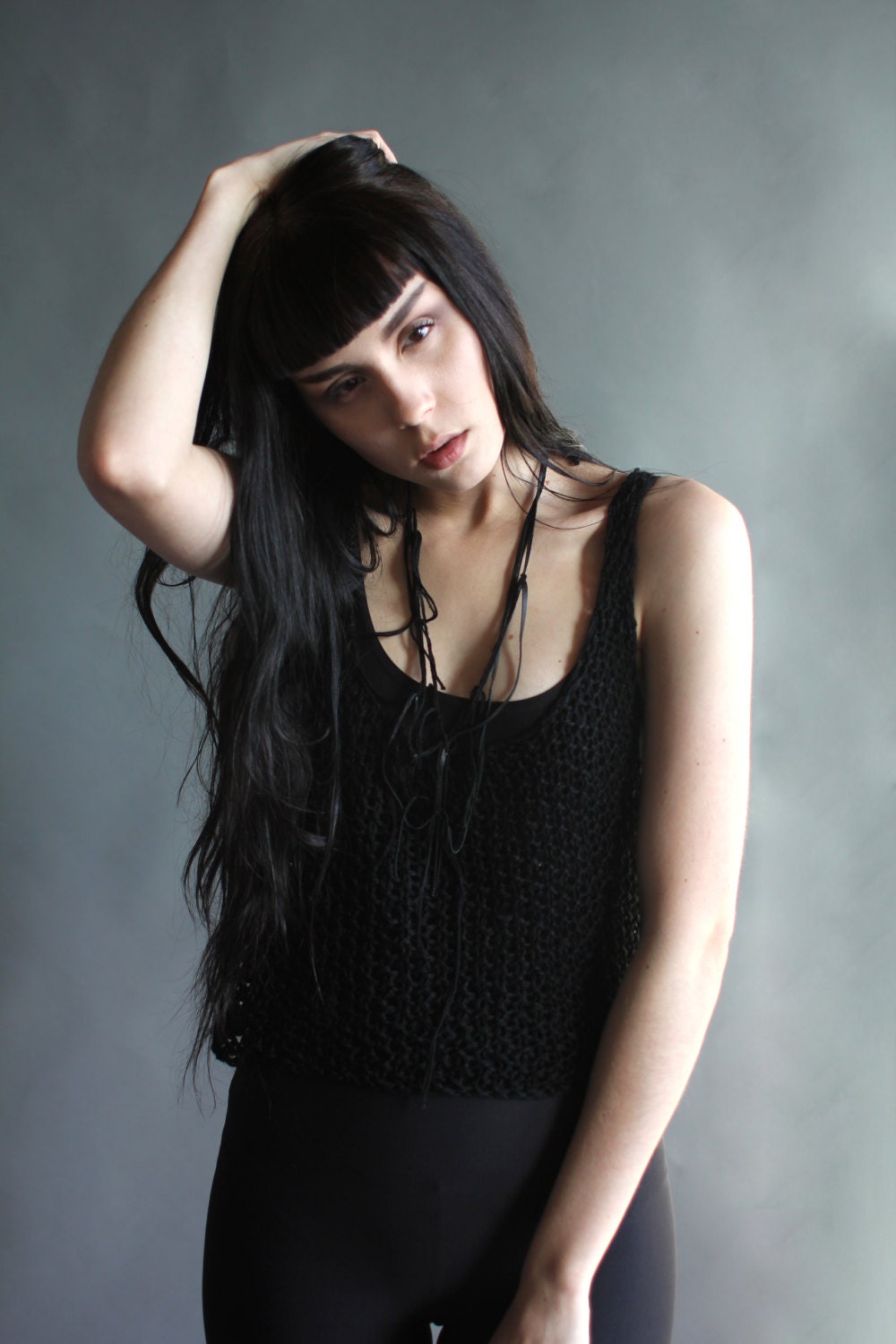 bára : black cropped camisole tank