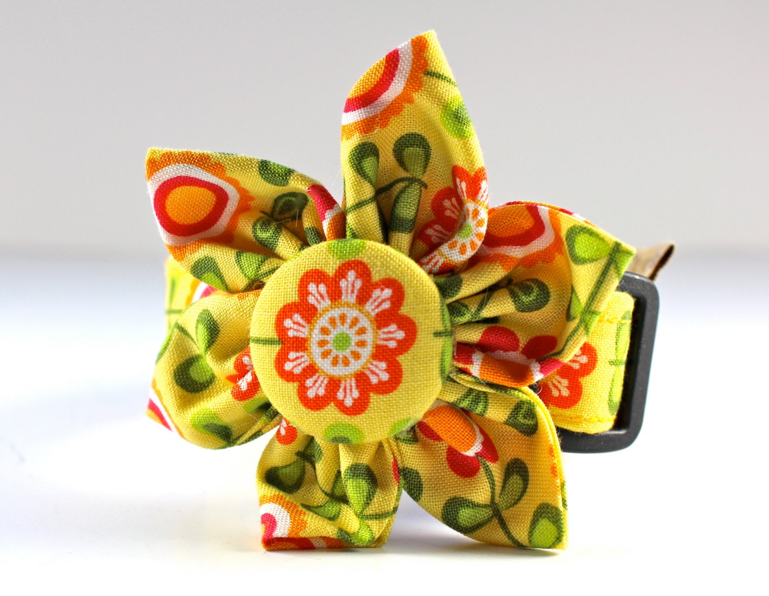 Adorable fabric flower dog collar with removable flower accessory-- adjustable you pick size