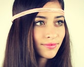 CHAIN HEADPIECE- chain headdress head chain light pink and gold chain
