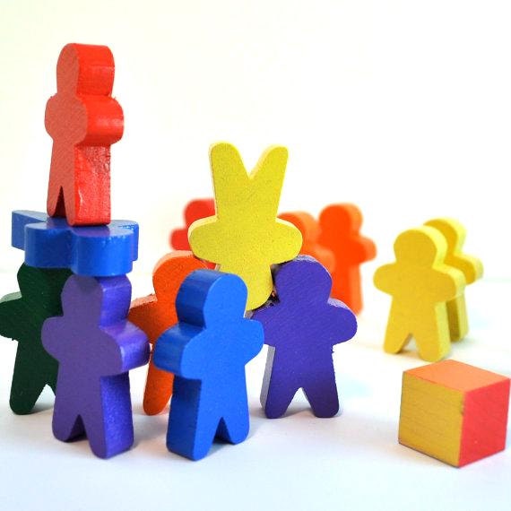 Rainbow Stacking  Men  Game - Educational Toy / Wooden Waldorf Toy