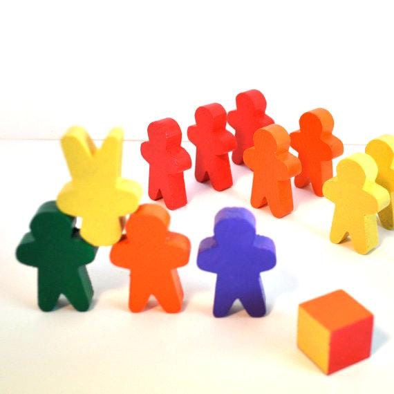 Rainbow Stacking  Men  Game - Educational Toy / Wooden Waldorf Toy