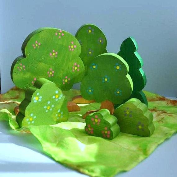 Wooden Toy- Waldorf Toy, Spring Forest Playset / Nature Table