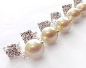 Bridesmaid Set - Pearl Crystal Earrings - Custom Colors - Silver Crystal Bridesmaid Earrings Set - Pearl Bridesmaid Earrings