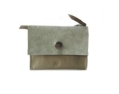 beige leather wallet screenprint bird wallet