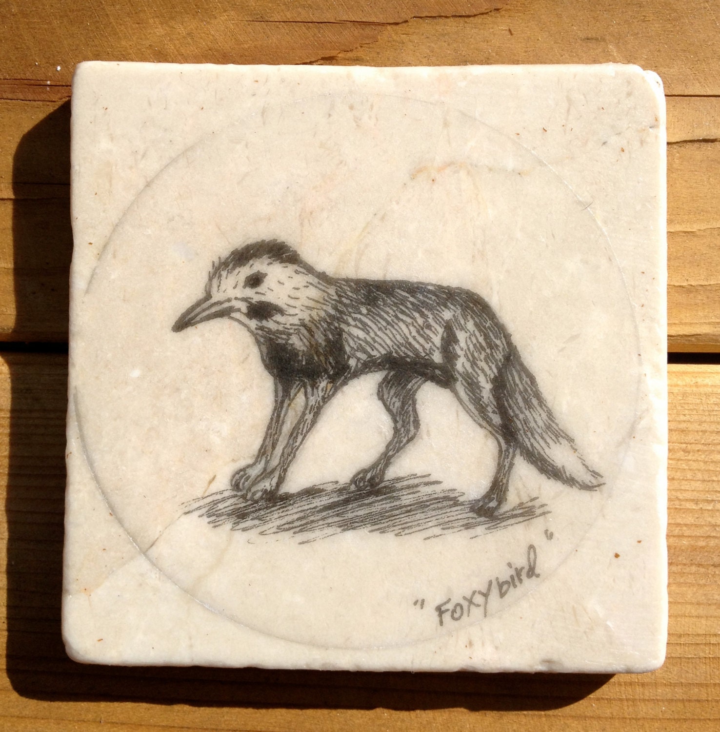 Art Stone Coasters ,With Original ink Drawings