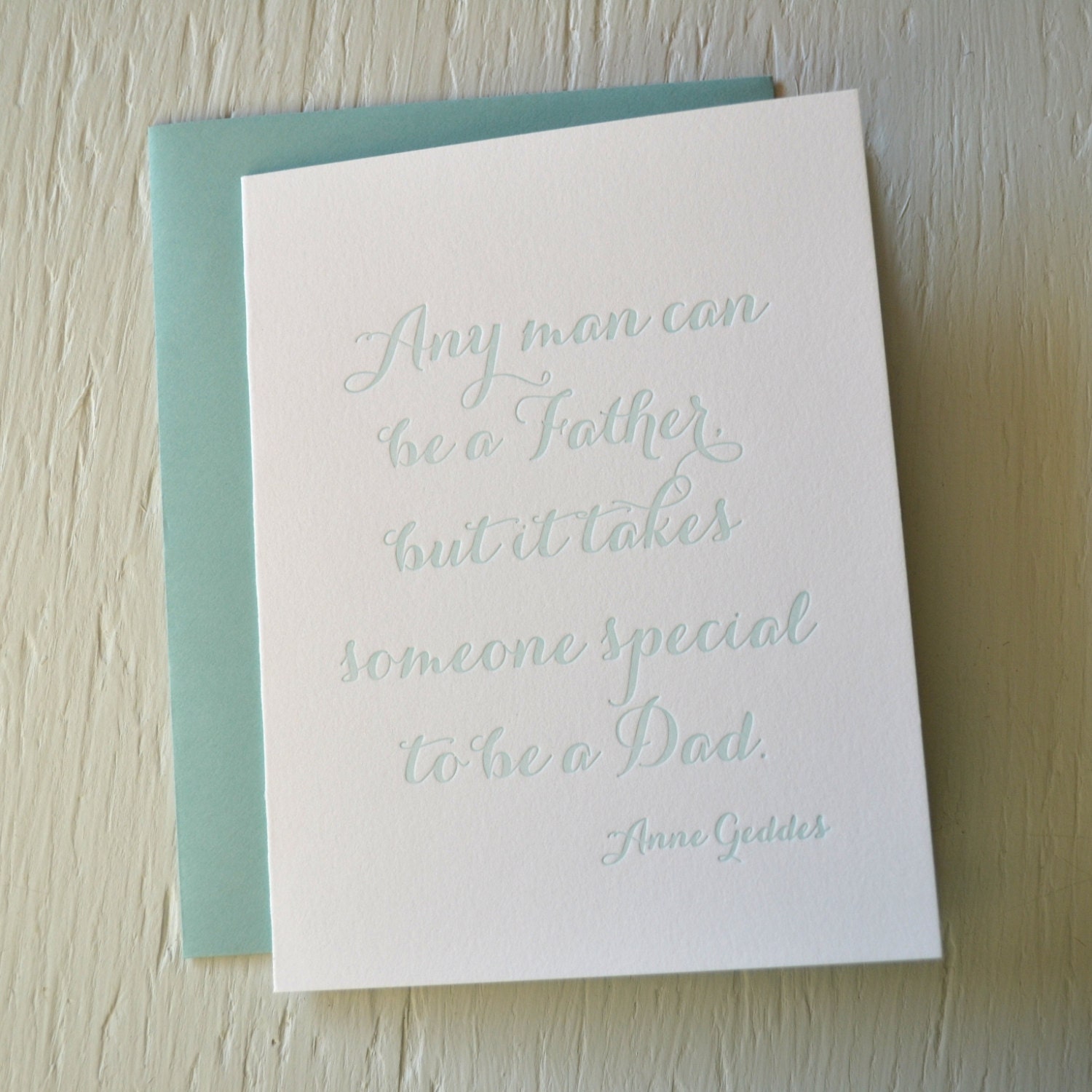 Letterpress card for dad - light aqua - thank you, congratulations, wedding, milestone, father's day