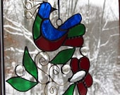stained glass sun catcher,folk art,bird of paradise