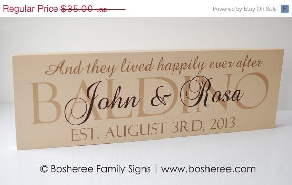 ON SALE Personalized Wedding Established Sign Painted Custom Sign Plaque with quote