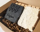 Detox and Clarifying Soap Set - Skin Polishing Soap Set - Charcoal Soap and Lavender Mint Sea Salt Soap Set