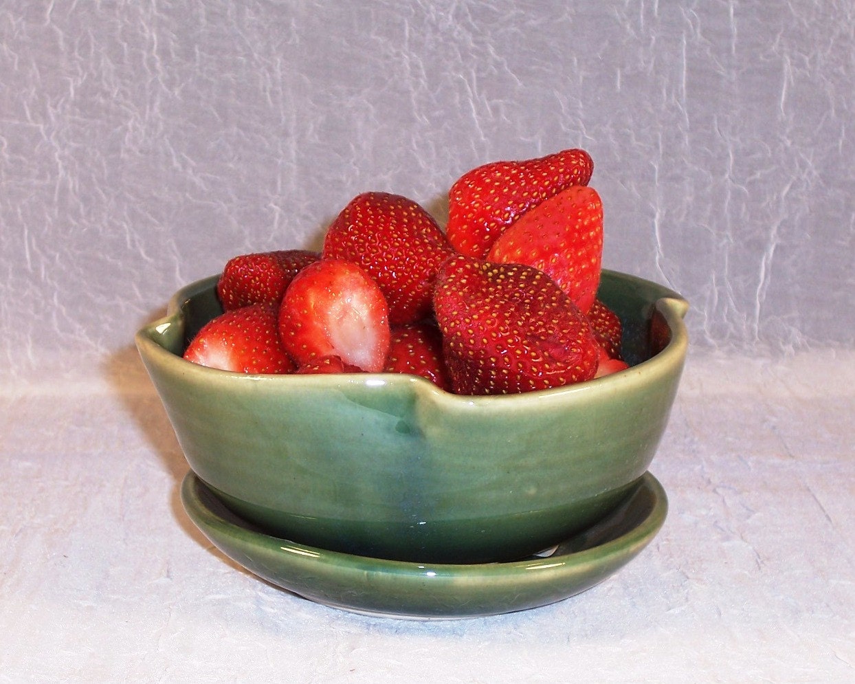 Ceramic Berry Bowl Green Small Colander Stoneware Handmade Ceramics Wheel Thrown  Pottery